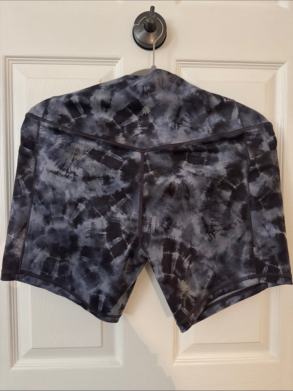 Athleta Black and Gray Tie-Dye High-Rise Athletic Shorts